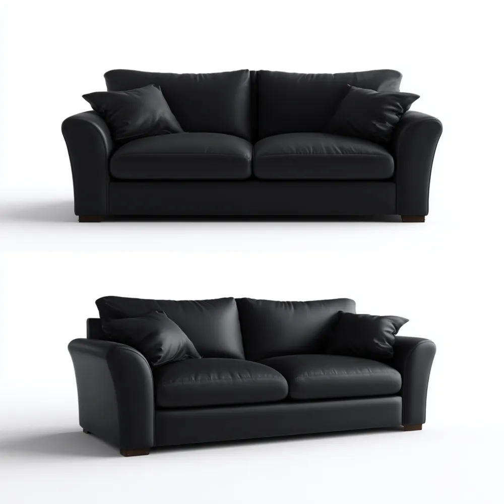 2-Sitzer-Sofa Leder 200x90x85 cm - Schwarz - Modernes Design