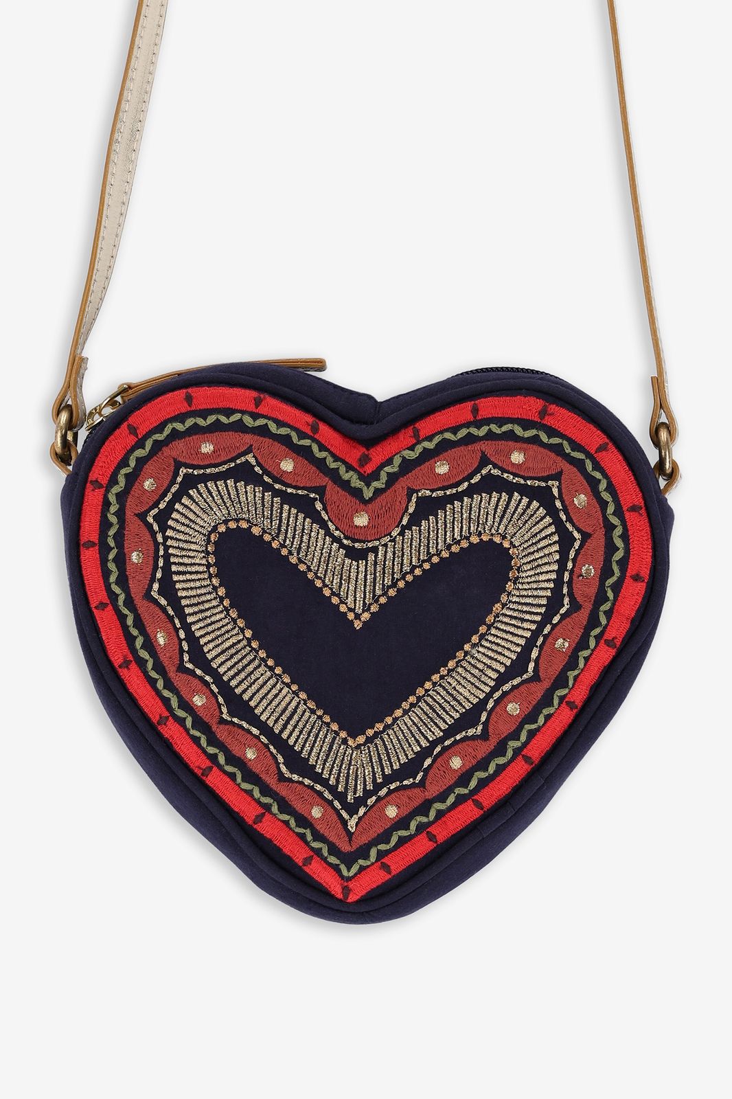 Donkerblauwe tas met hart embroidery