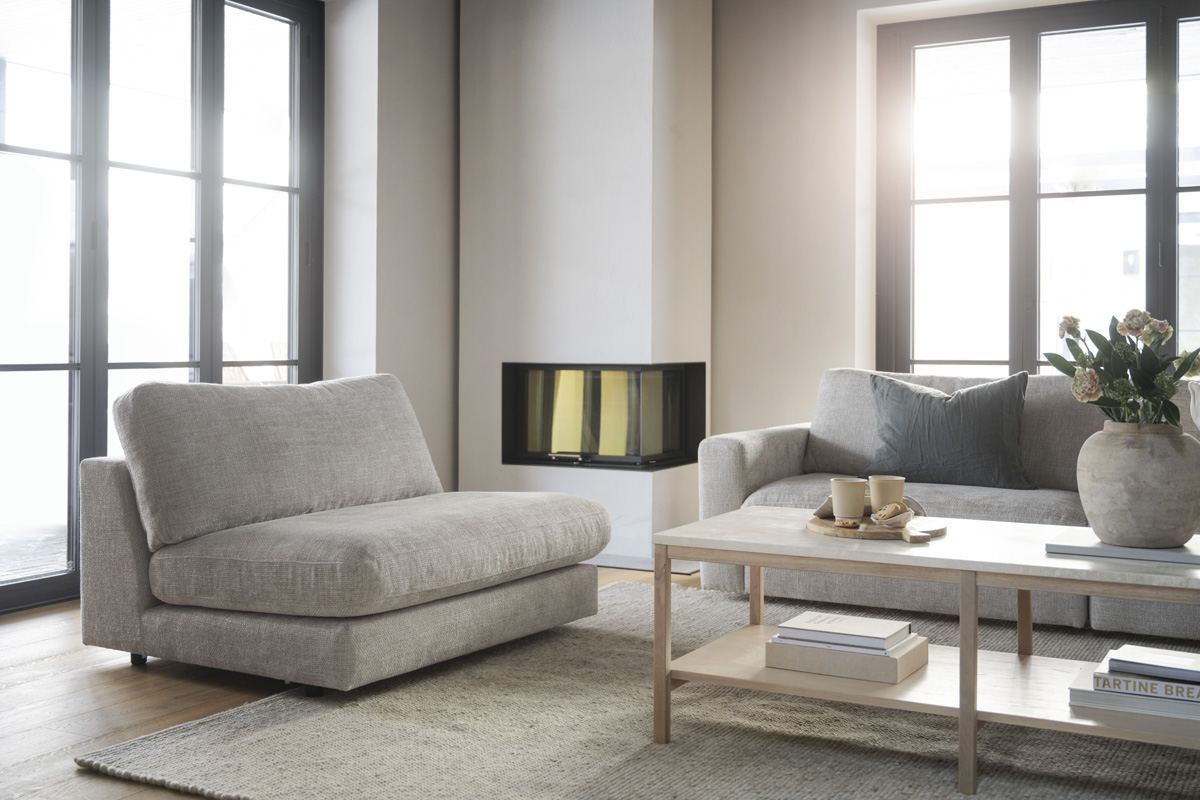Modulair bankelement Duncan - 112 cm Lichtgrijs/beige