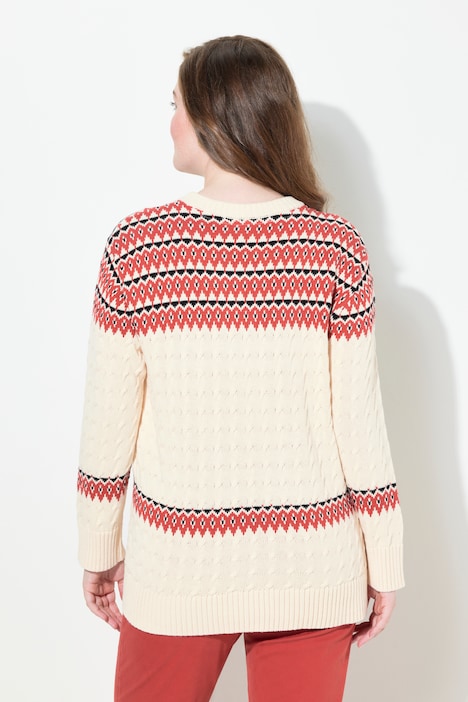 Pullover, Fair Isle, Rundhals, Langarm, Biobaumwolle