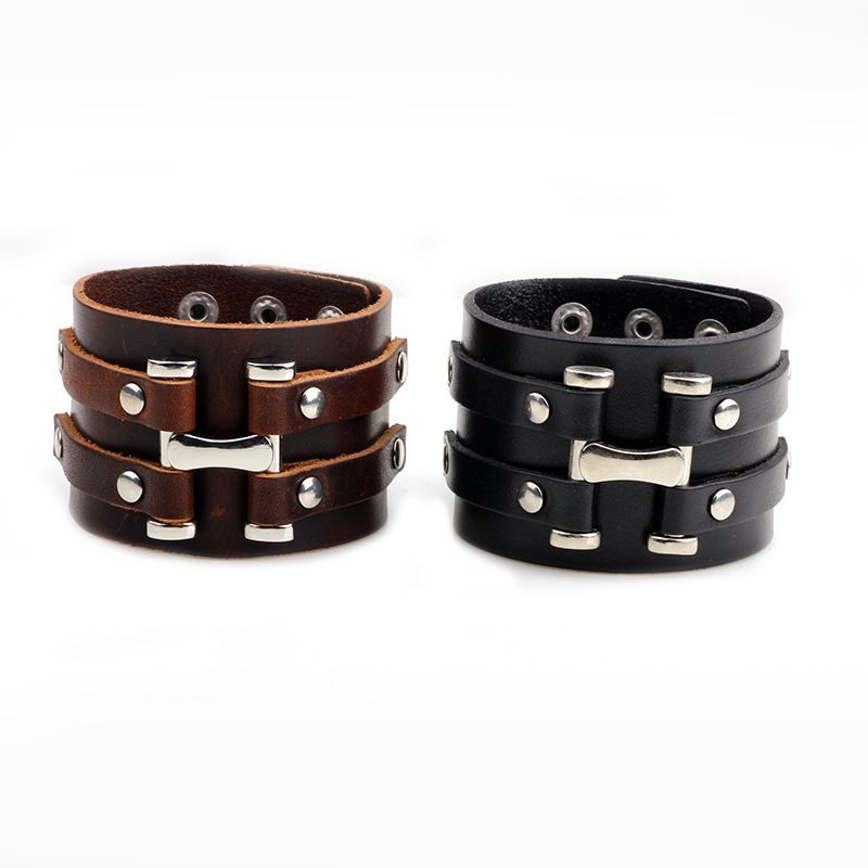 KINNO - Brede armband van echt leer
