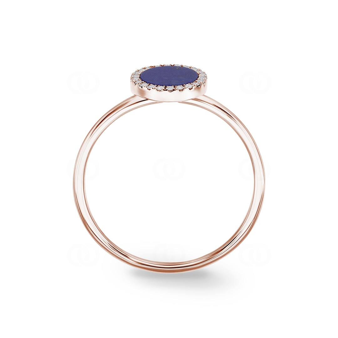 Ring 750/18 K Roségold mit Lapislazuli & Diamanten 0.06 ct H/si