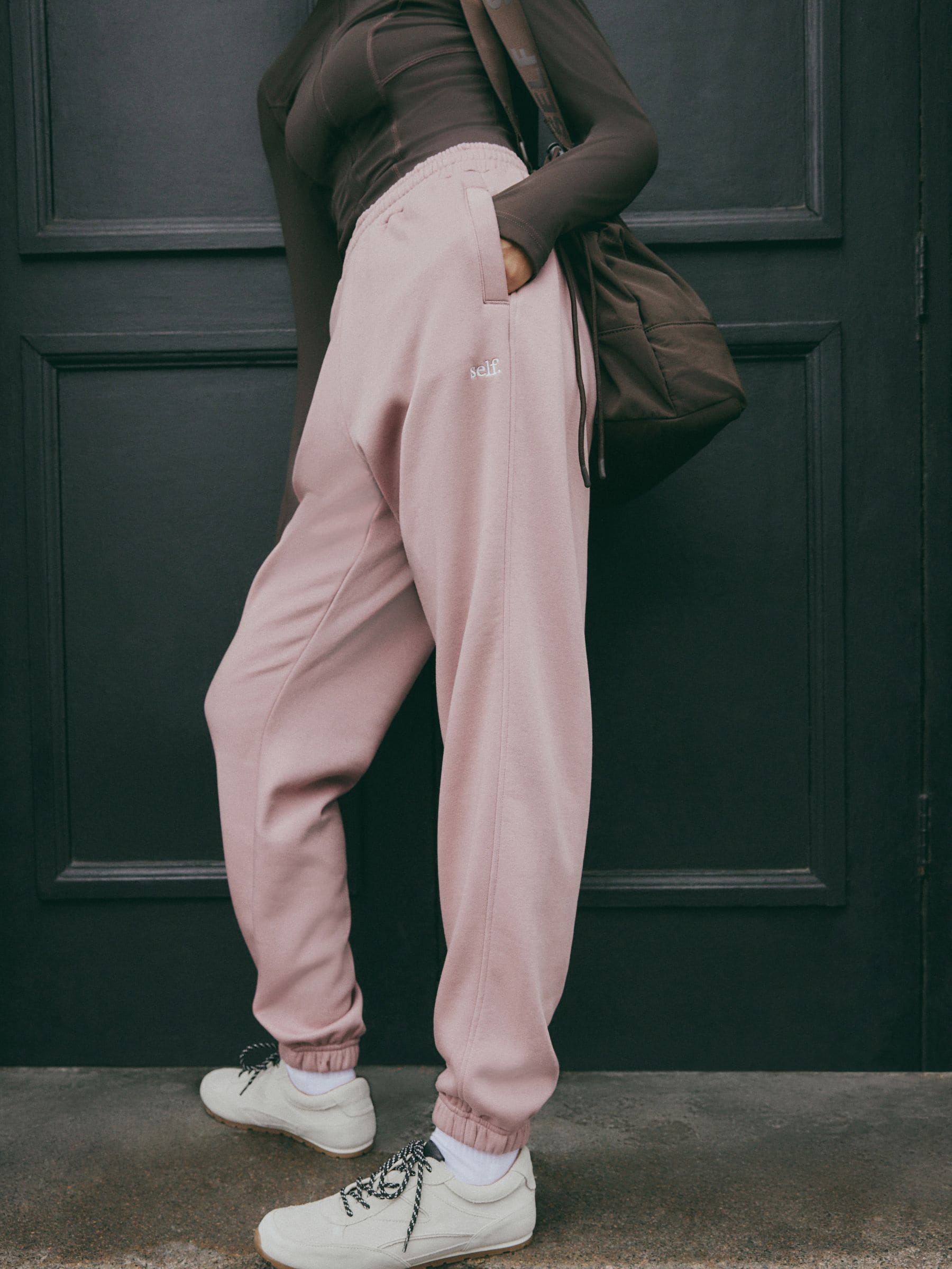 Roze - Joggingbroek met banden