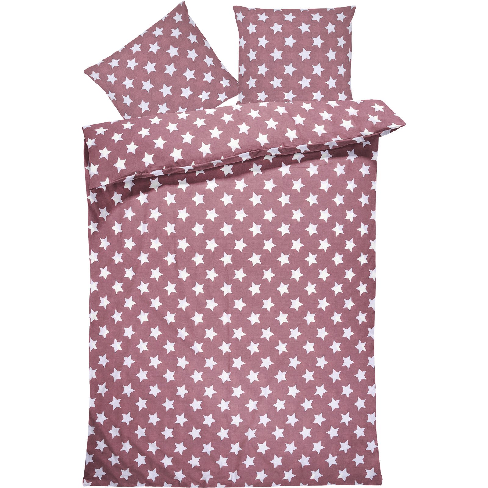 Bettwäsche Renforcé Sterne rosa 160x210 65x100 Bettanzug Nord
