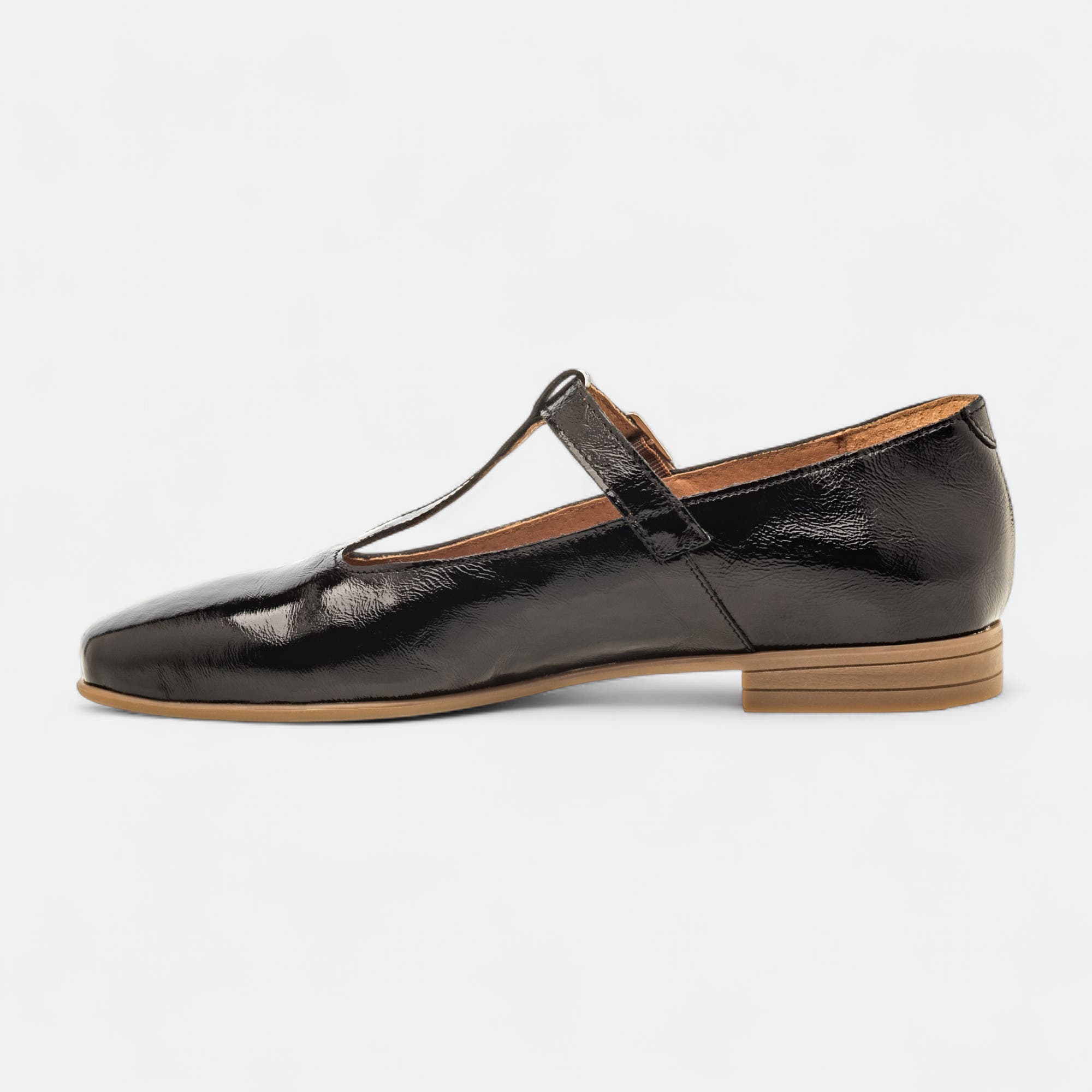 Ballerines Femme en cuir noir vernis