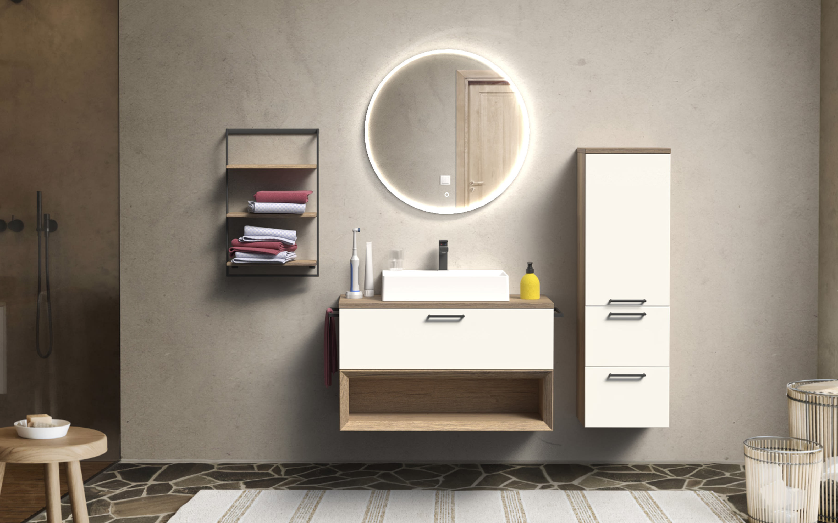 LED-Spiegel Senso, silber, 80 cm