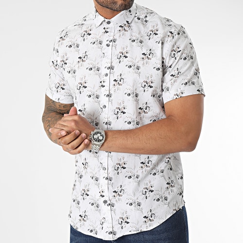 Chemise Manches Courtes Blanc Floral