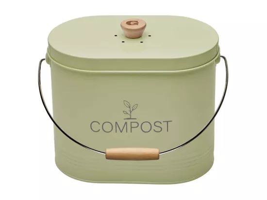 Composteur de cuisine ovale en métal avec filtre 7 litres