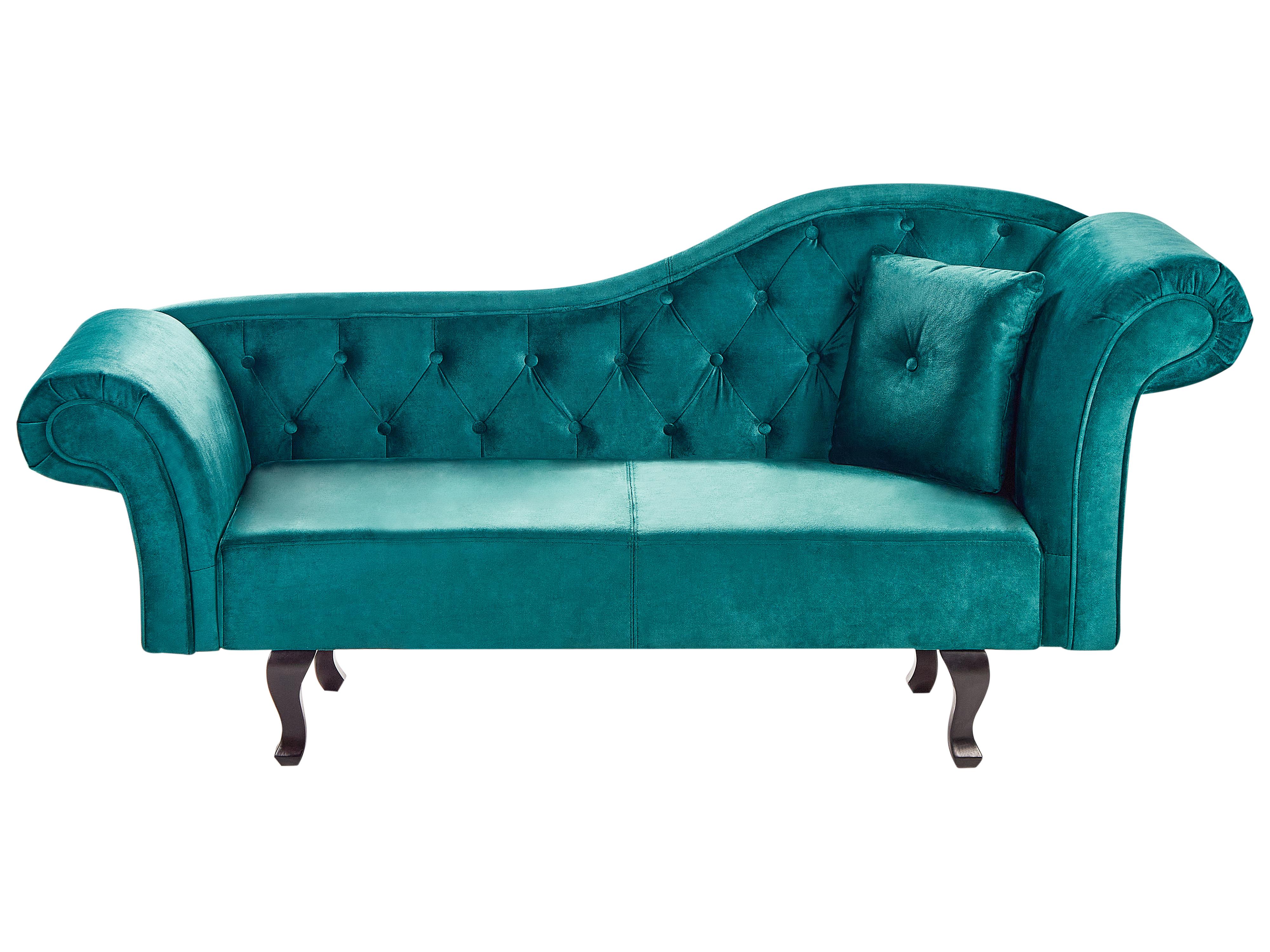Rechtszijdige chaise longue LATTES II Fluweel Smaragdgroen met kussen