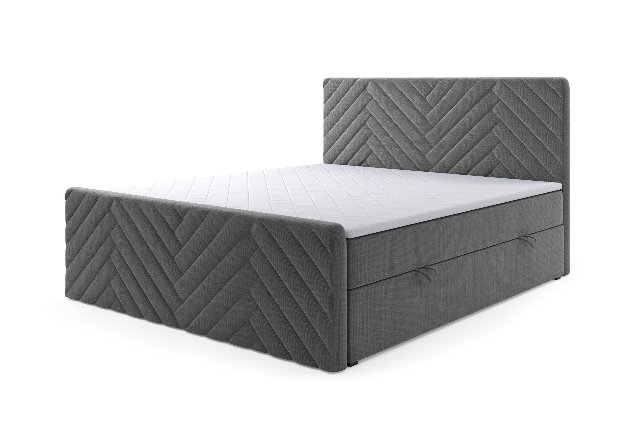 M-Punkt GmbH Boxspringbett GENF Fußteil mit Bettkasten 180 x 200 cm Anthrazit - versch. Ausführungen