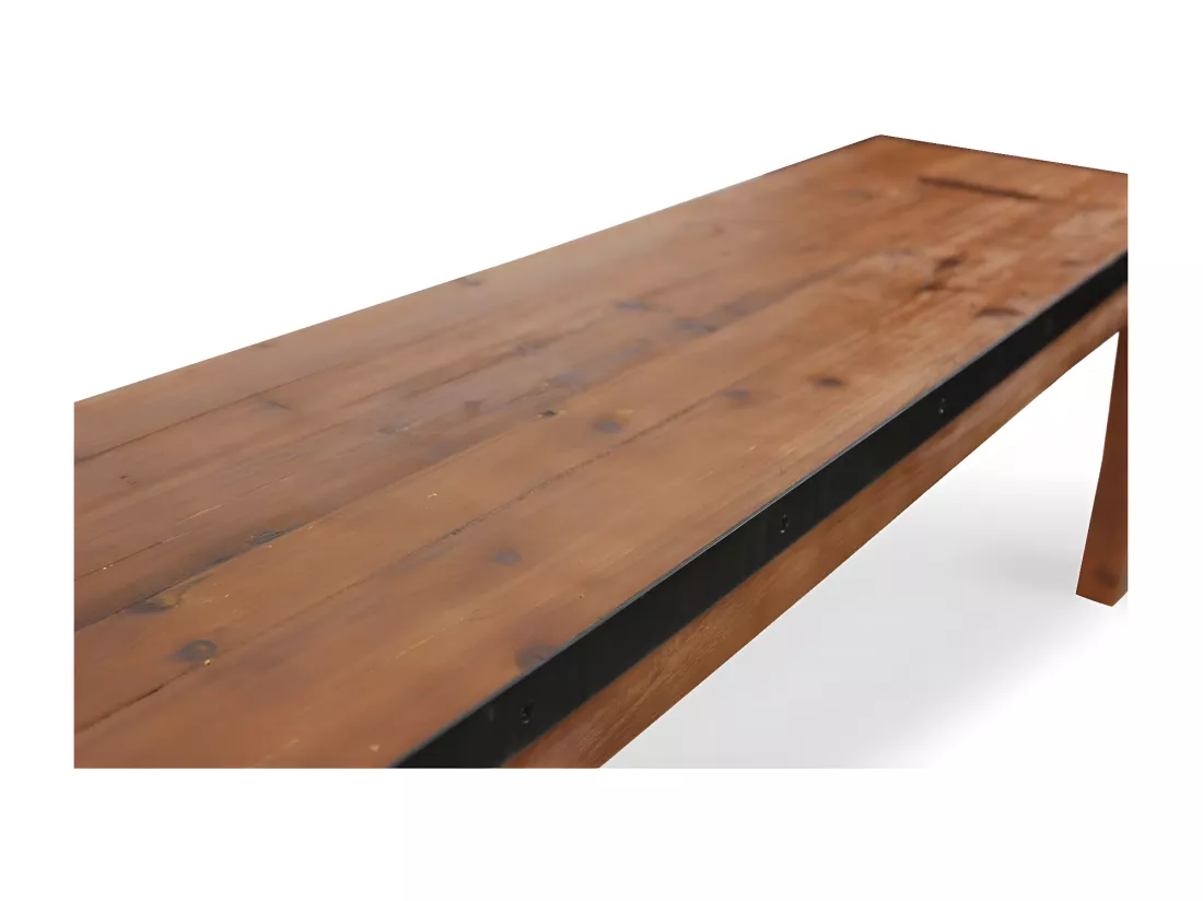 Banc 2 places Bois-Métal Marron - Eduline Décoration d'Autrefois