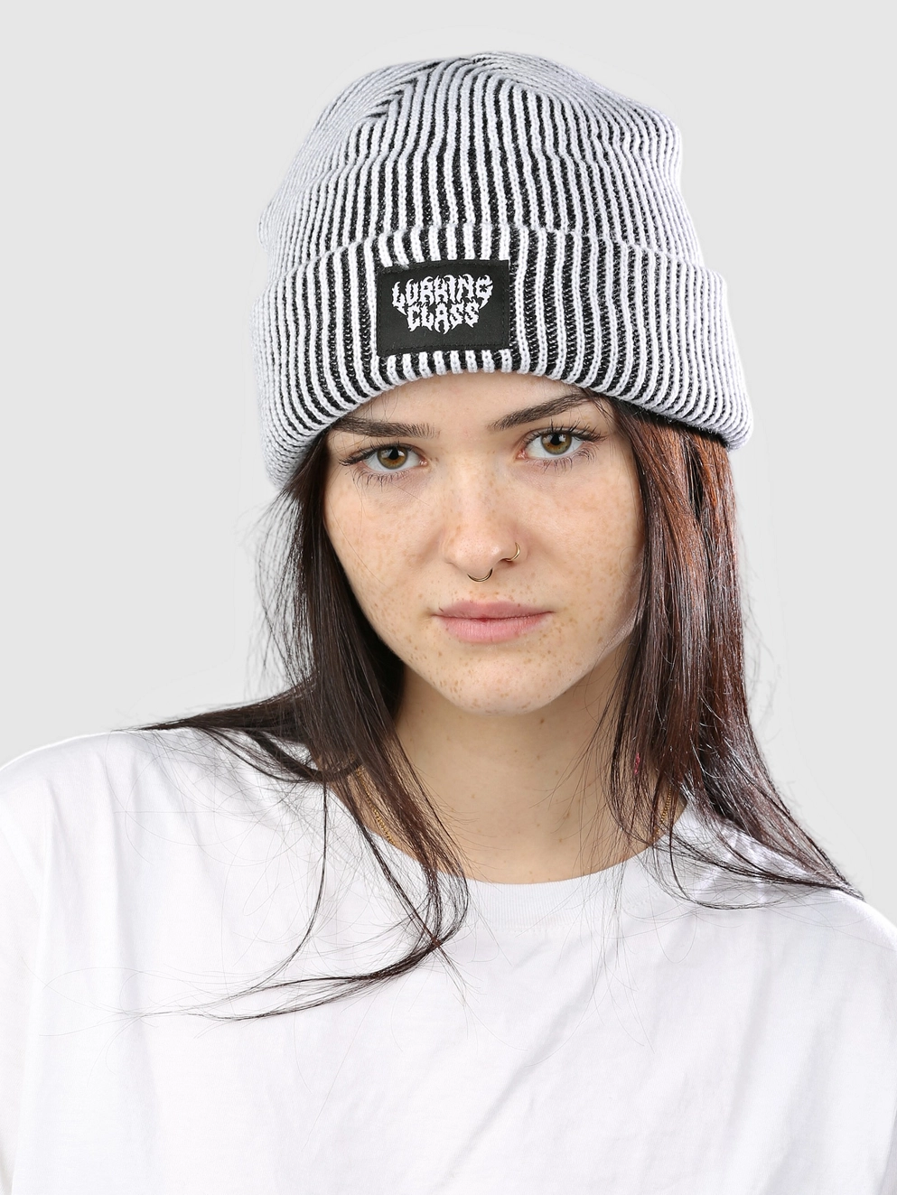 Lurking Class Shadow Rib Beanie white