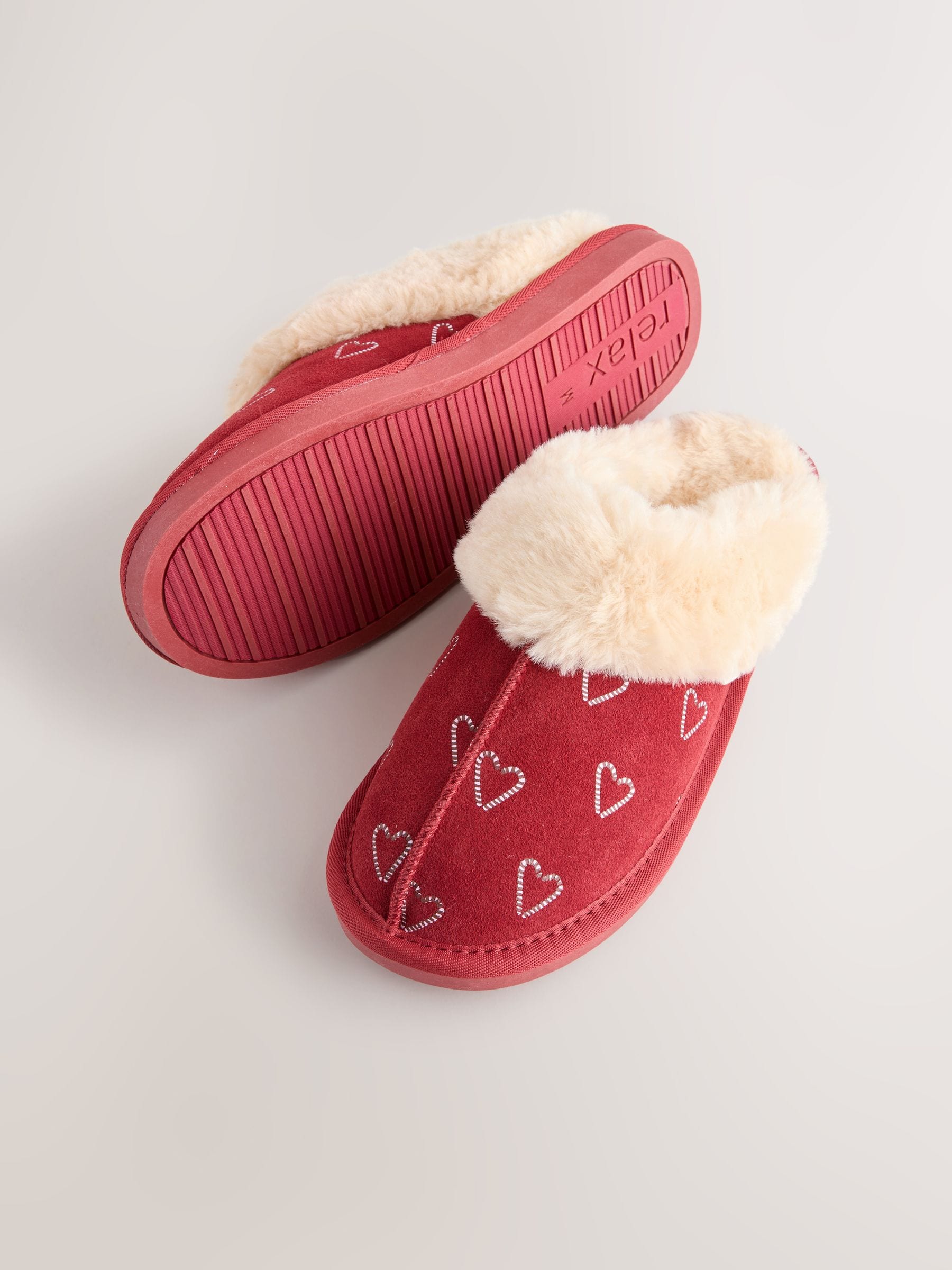Rood met zuurstok - Faux Fur Suede Mule Slippers