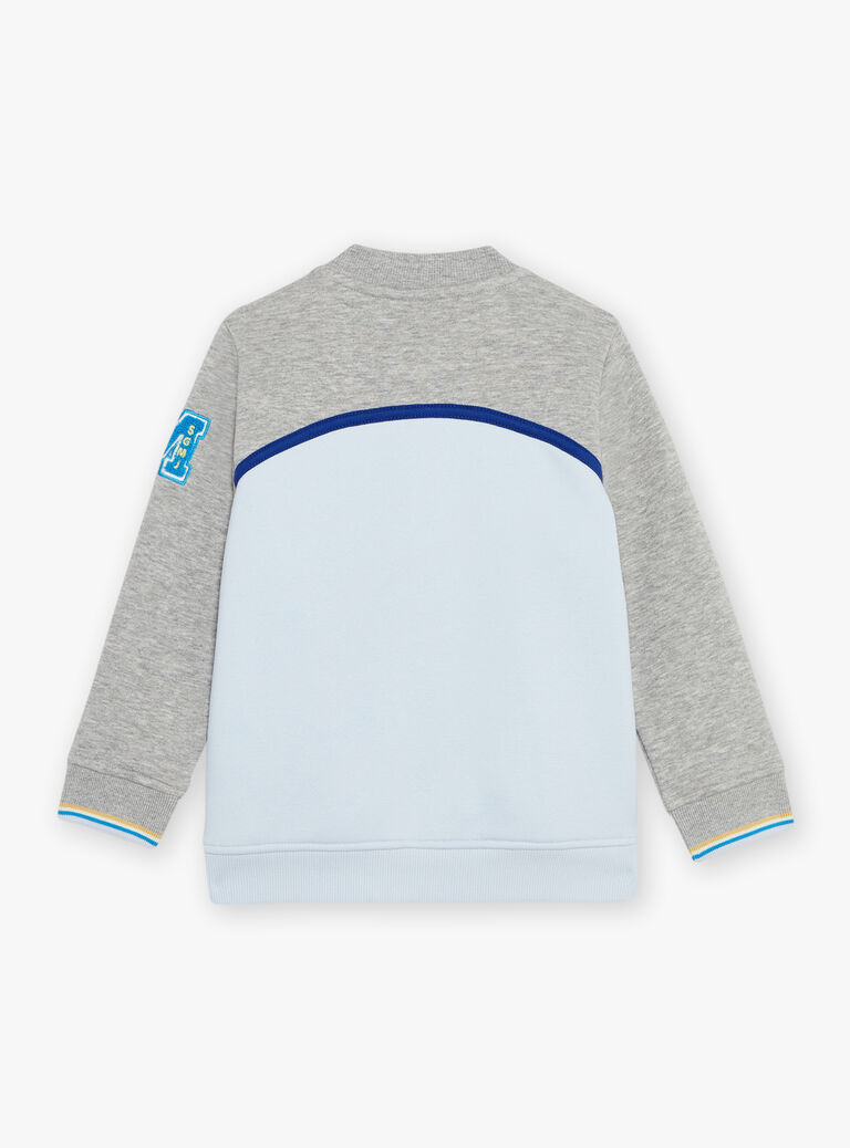 Teddy Jacquard gris et bleu
