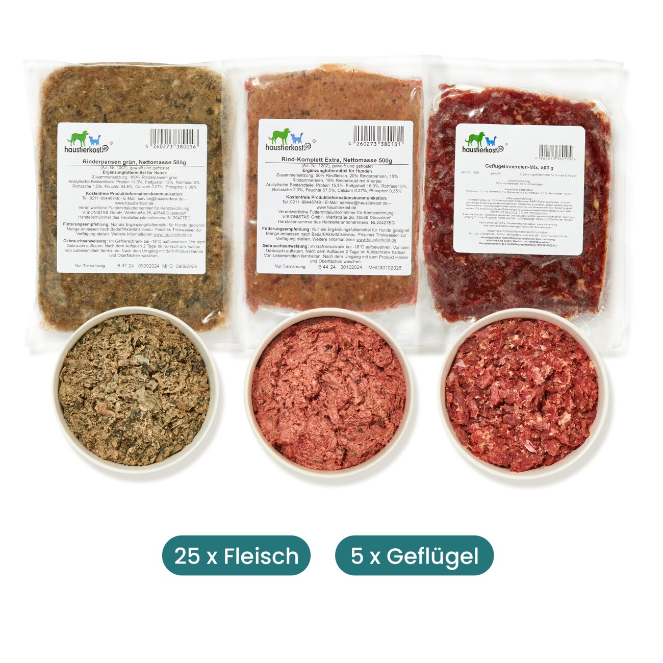 haustierkost.de Hund Welpe Frostfutter Menü 15 kg