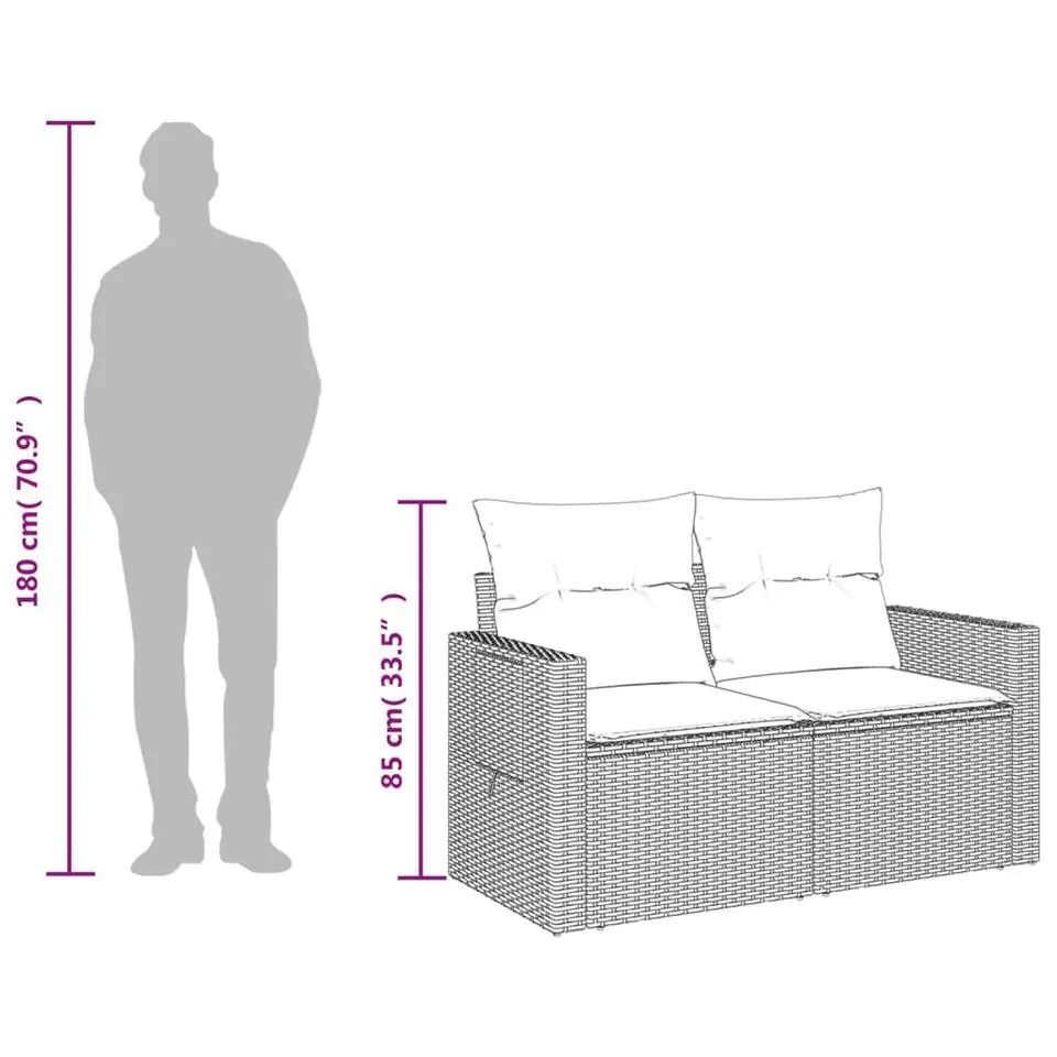 vidaXL - Tuinbank 2 -zits - Beige - Poly rattan - Met kussens