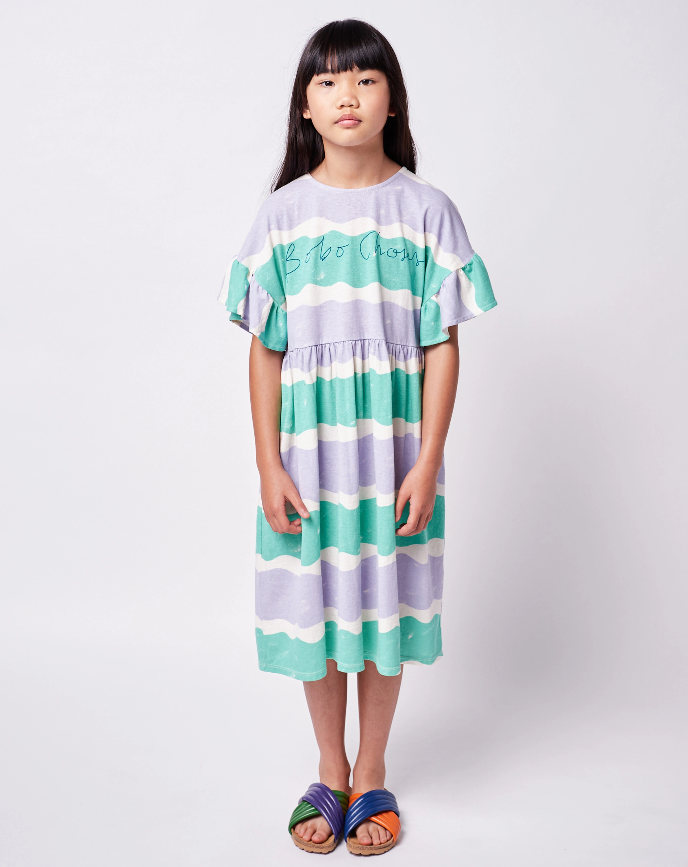 Jersey-Kleid WAVES in offwhite/light blue