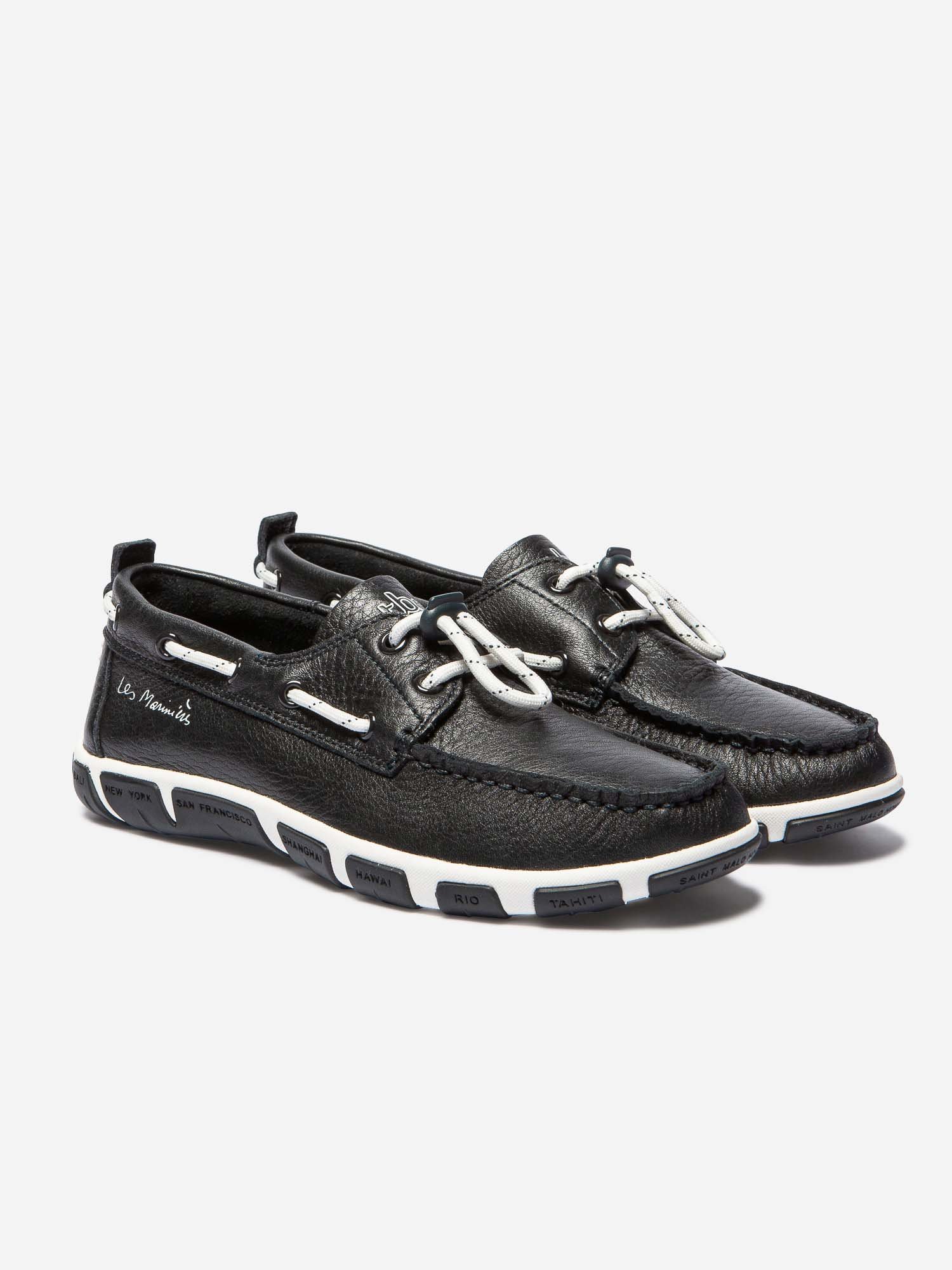 Chaussures Bateau Femme Cuir Marine