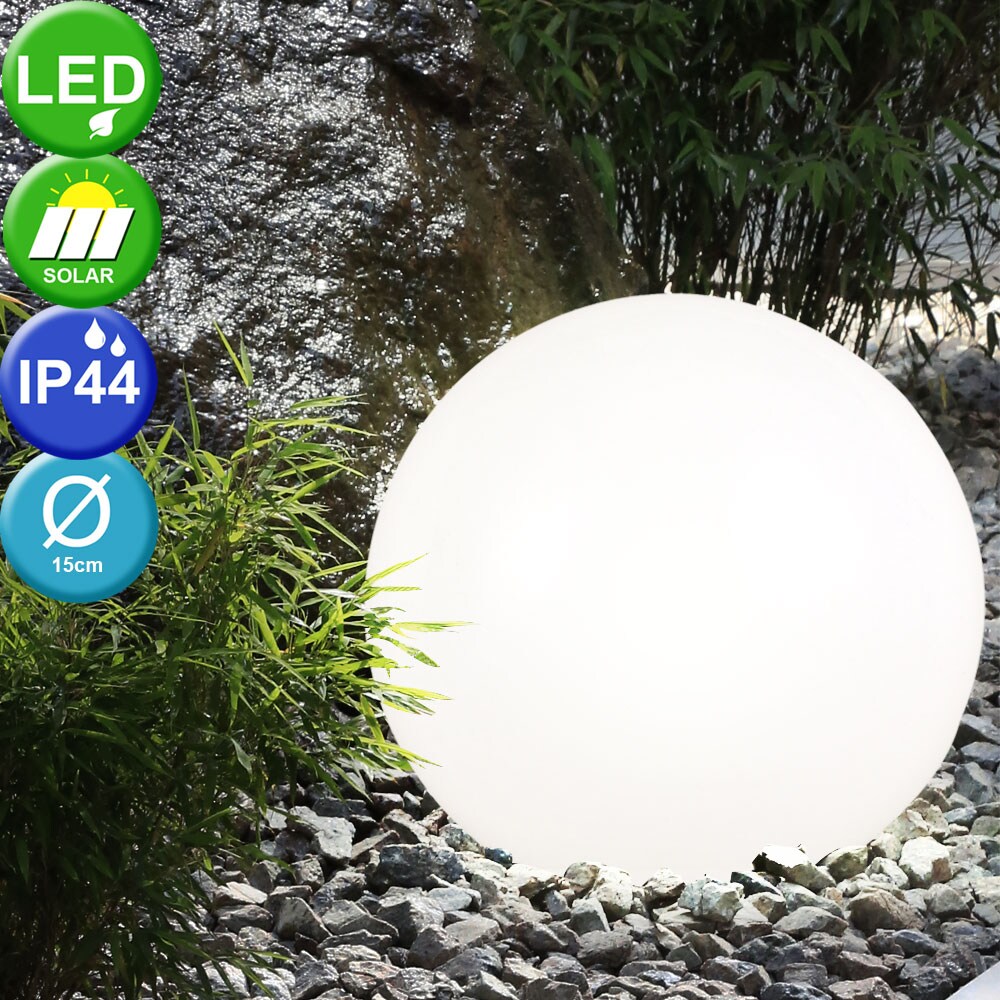 4er Set LED Solar Steckleuchten, Kugel Design, weiß