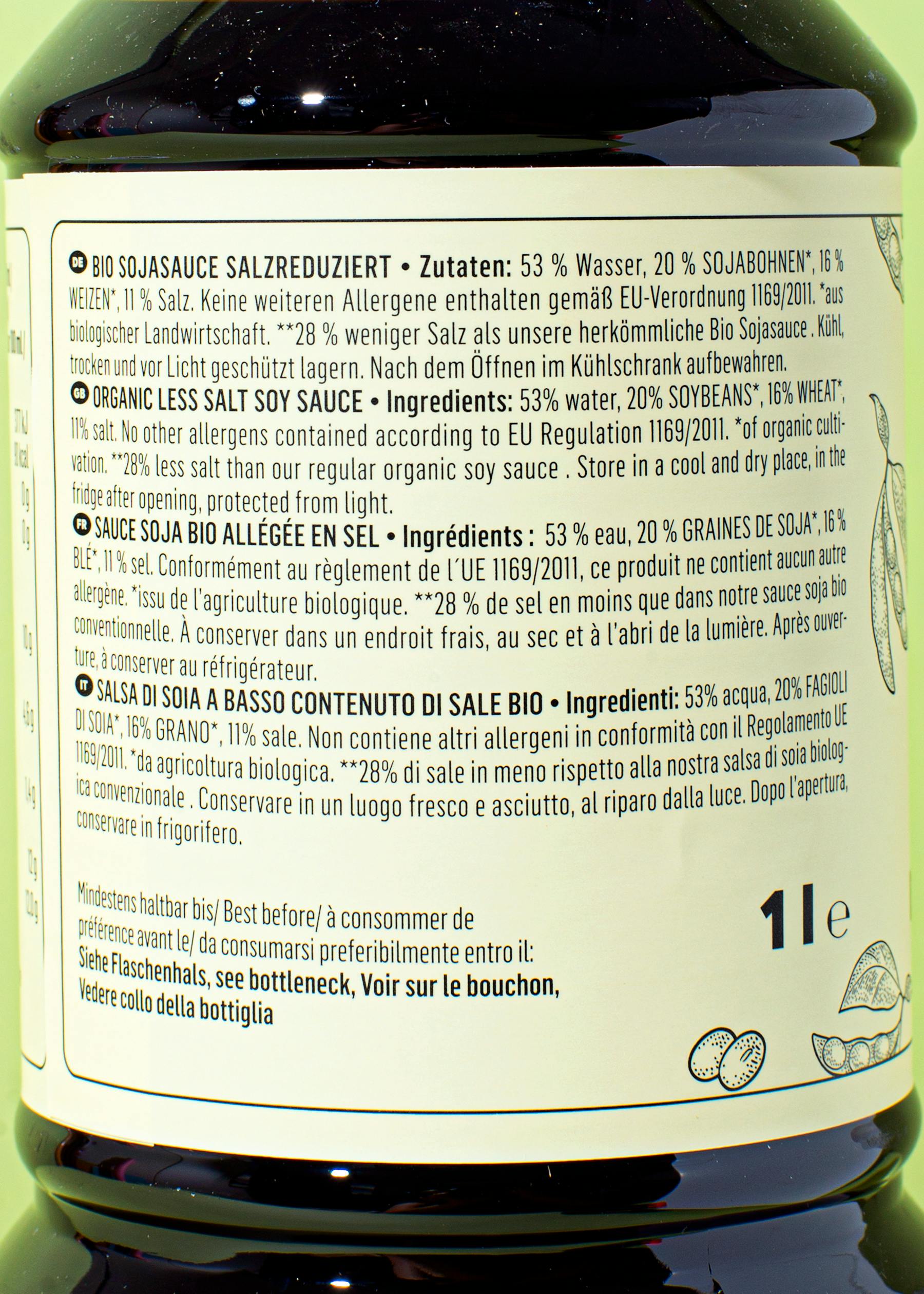 Salzreduzierte Bio Sojasauce 1 L