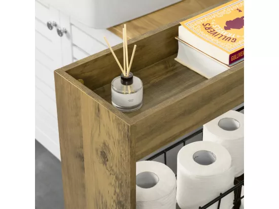 Chariot de Rangement Mobile sur 3 Niveaux Étagère de Niche à Roulettes en Bois et métal, BZR46-N