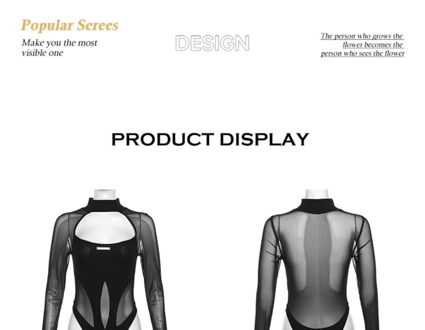 Bababy - Bodytop met lange mouwen en nephals, mesh paneel en uitsparingen