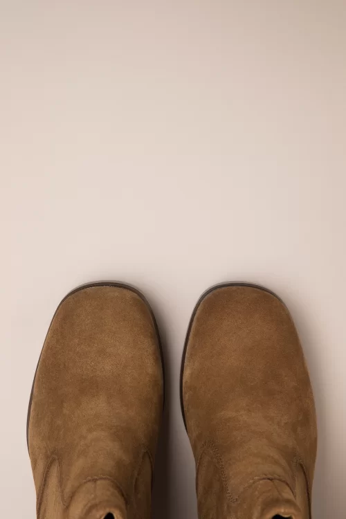 Tamaris Janis Suede Platform enkellaarsjes in cognac