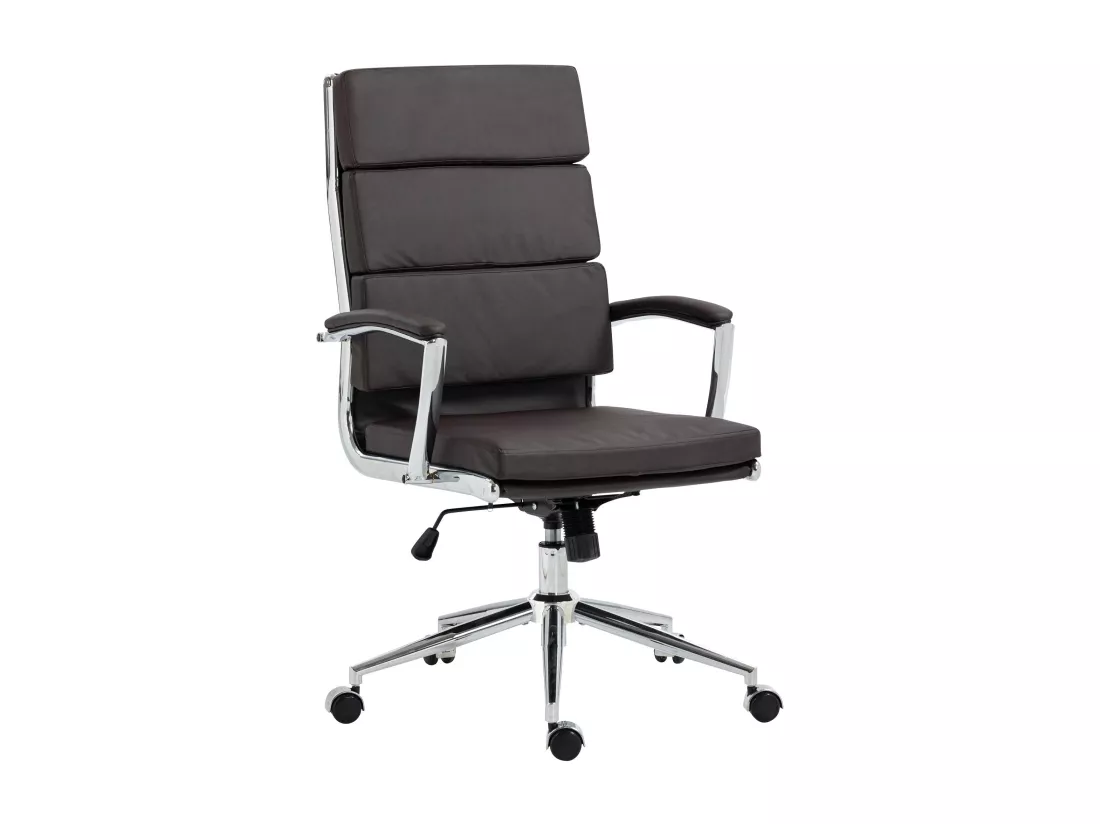 Chaise de bureau - Similicuir & Métal chromé - Marron - Cleveland