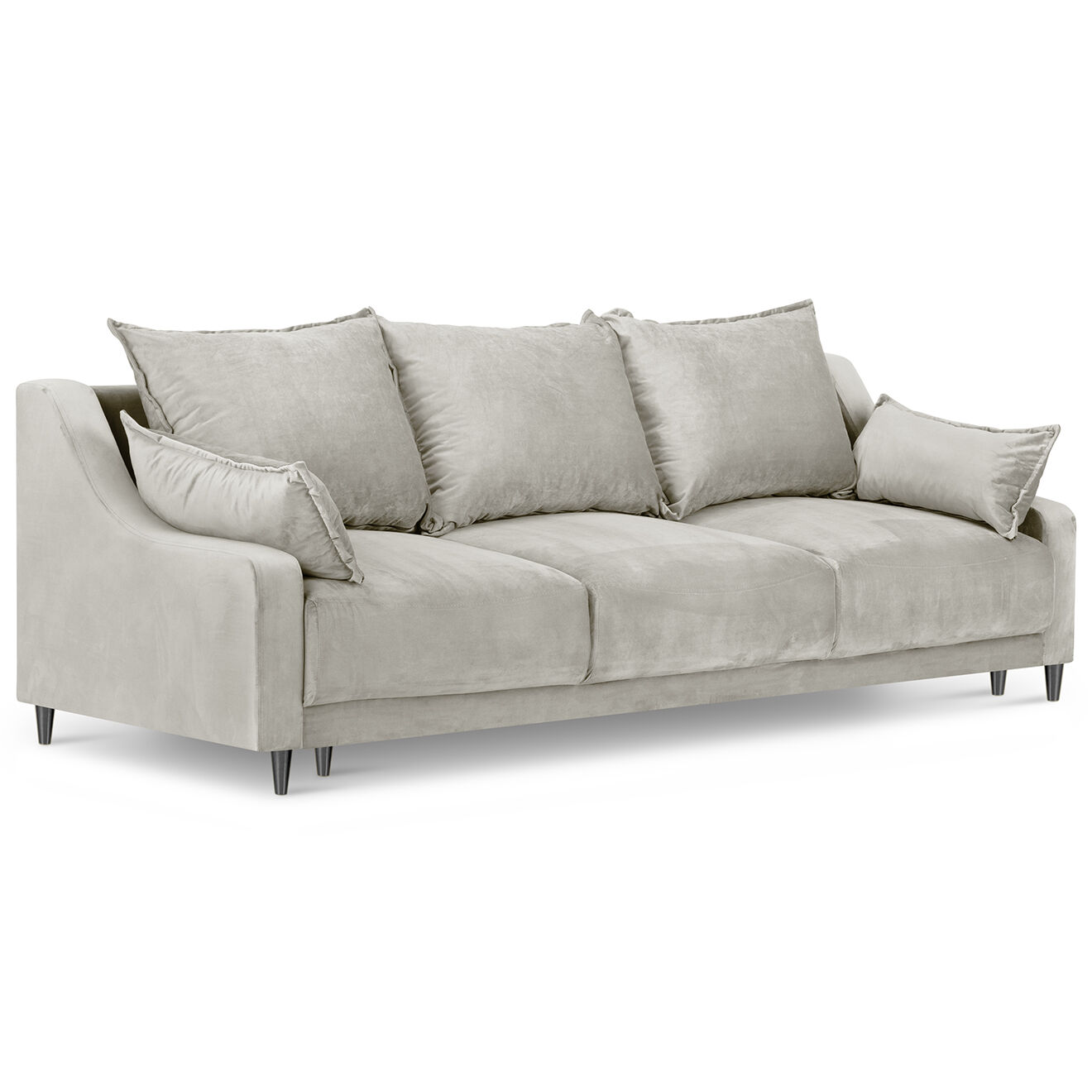 Mazzini Sofas Canapé Convertible avec Coffre en Velours Freesia beige - 215x94x90 cm