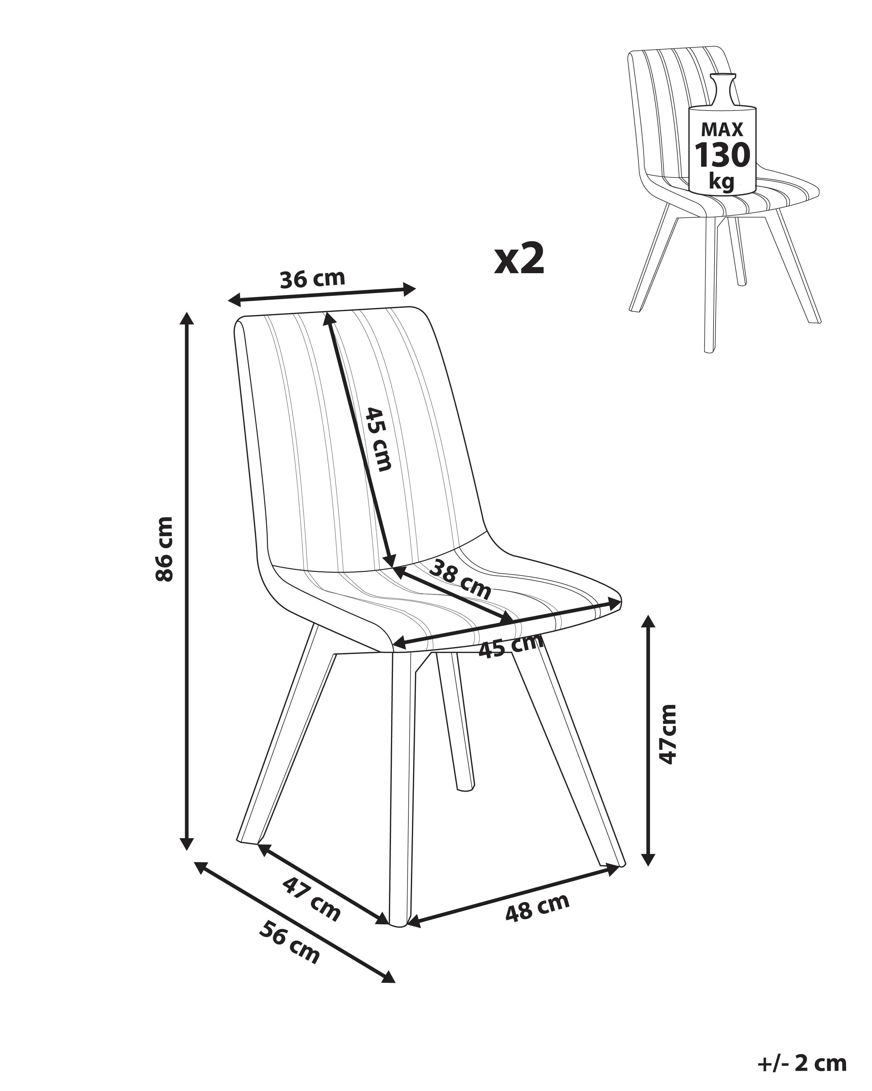 Set van 2 eetkamerstoelen CALGARY Stof Donkergroen