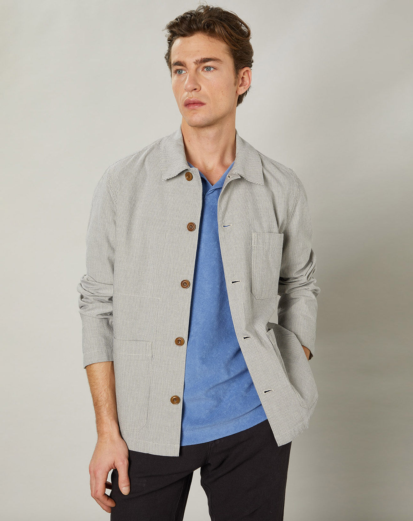 Hartford Veste en Coton & Lin Jamison natural/bleu