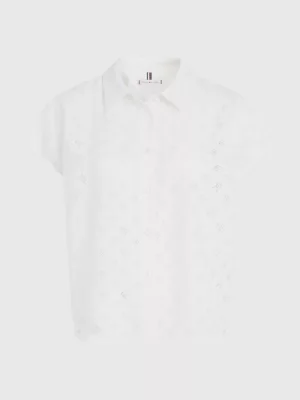 Camisa de manga curta com monograma e efeito burnout