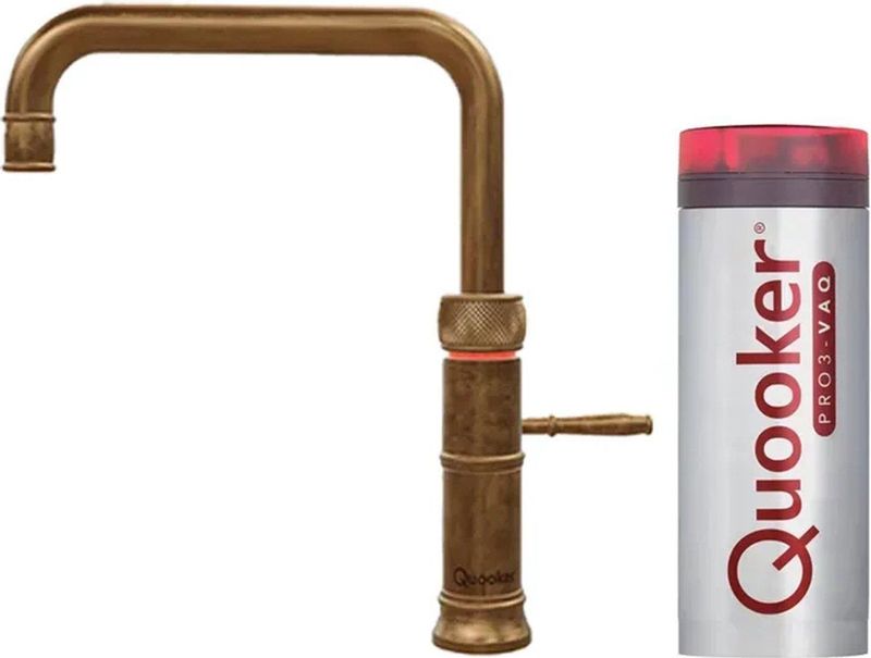 Quooker PRO3 - Classic Fusion Square - Messing Patina - Koud Warm Kokend Water