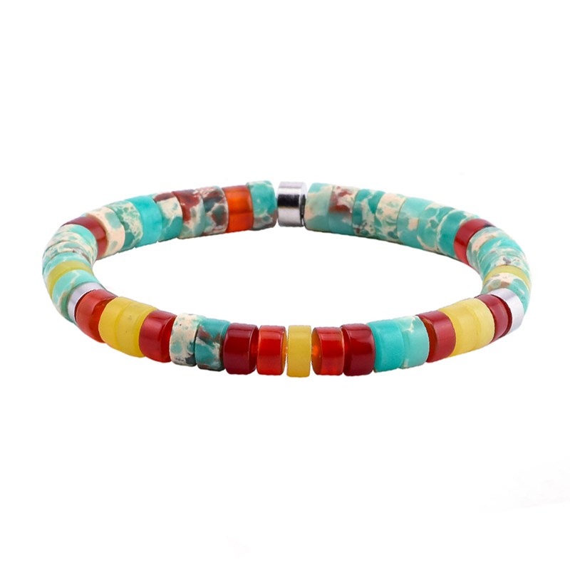 Bracelet Perles Heishi Jaspe Citron Agate Rouge Jaspe Impérial Vert Clair-enfant-12cm