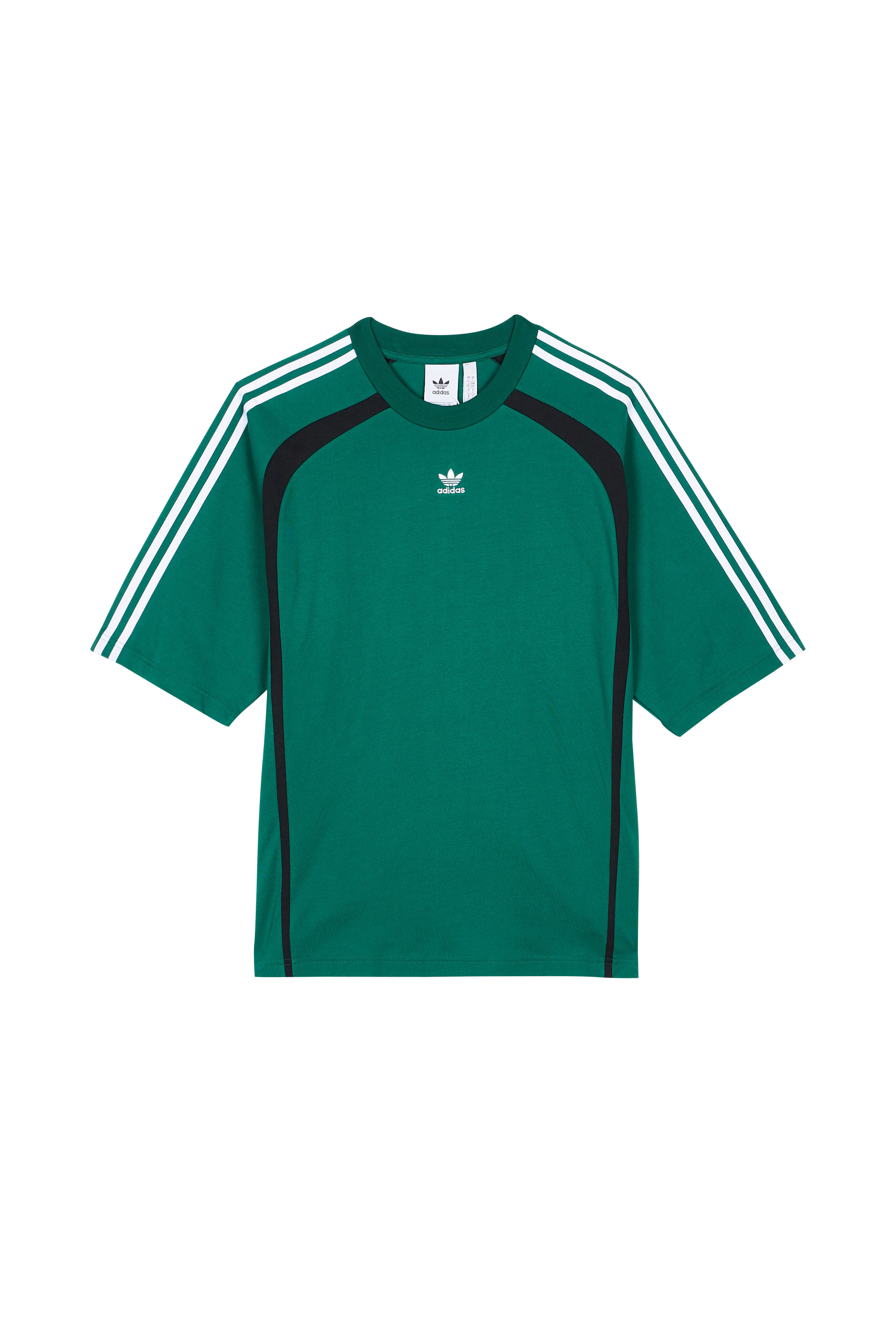 ADIDAS - Coupe ample- Col rond côtelé- Manches courtes- Logo brodé sur poitrine  COLLEGIATE GREEN Vert