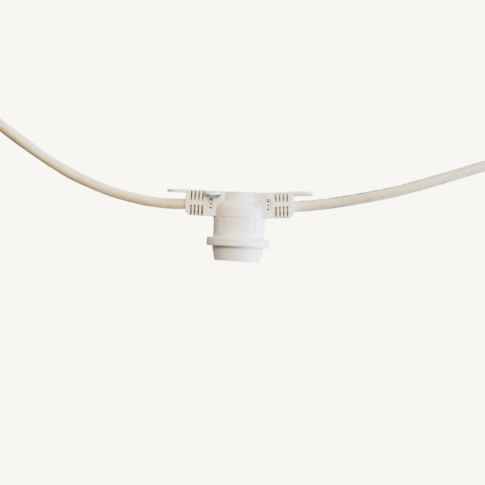 Guirlande guinguette e27 - 5m prolongeable - 10 douilles sans ampoule - câble blanc - chromex