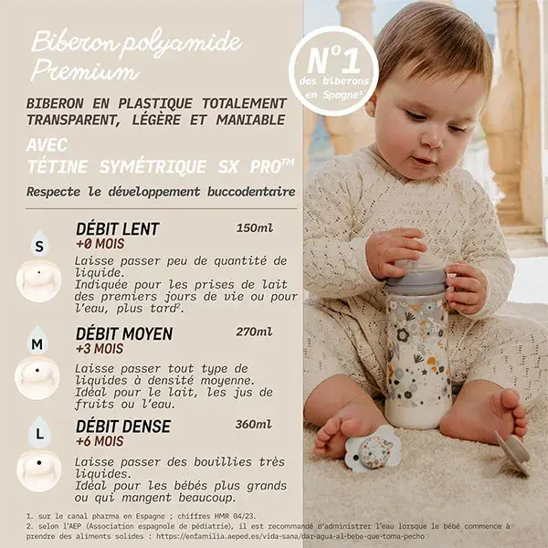 Suavinex, Wonderland, Biberon Tétine SXPro S - Wonderland Beige - 150ml