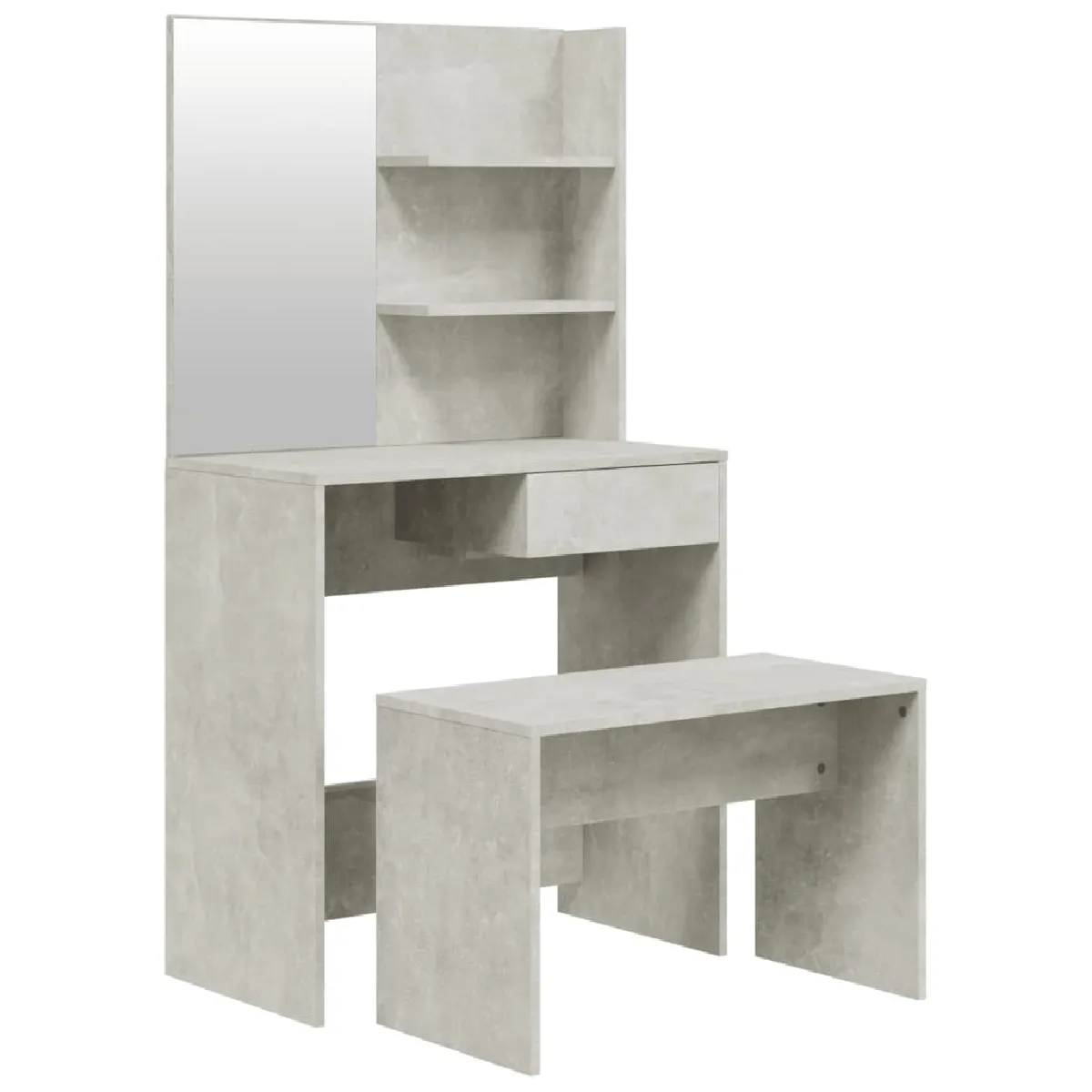 vidaXL Coiffeuse avec tabouret - Gris béton