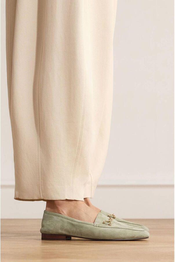 Manfield Dames Groene suède loafers