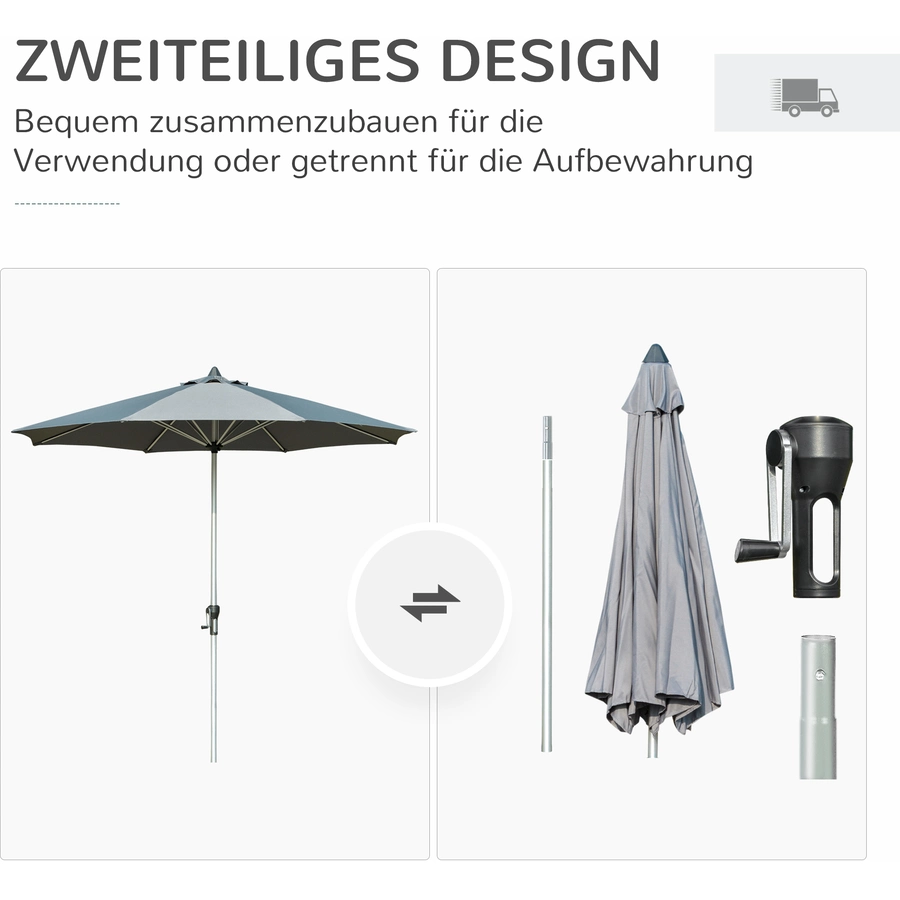 Outsunny Sonnenschirm mit Entlüftung grau