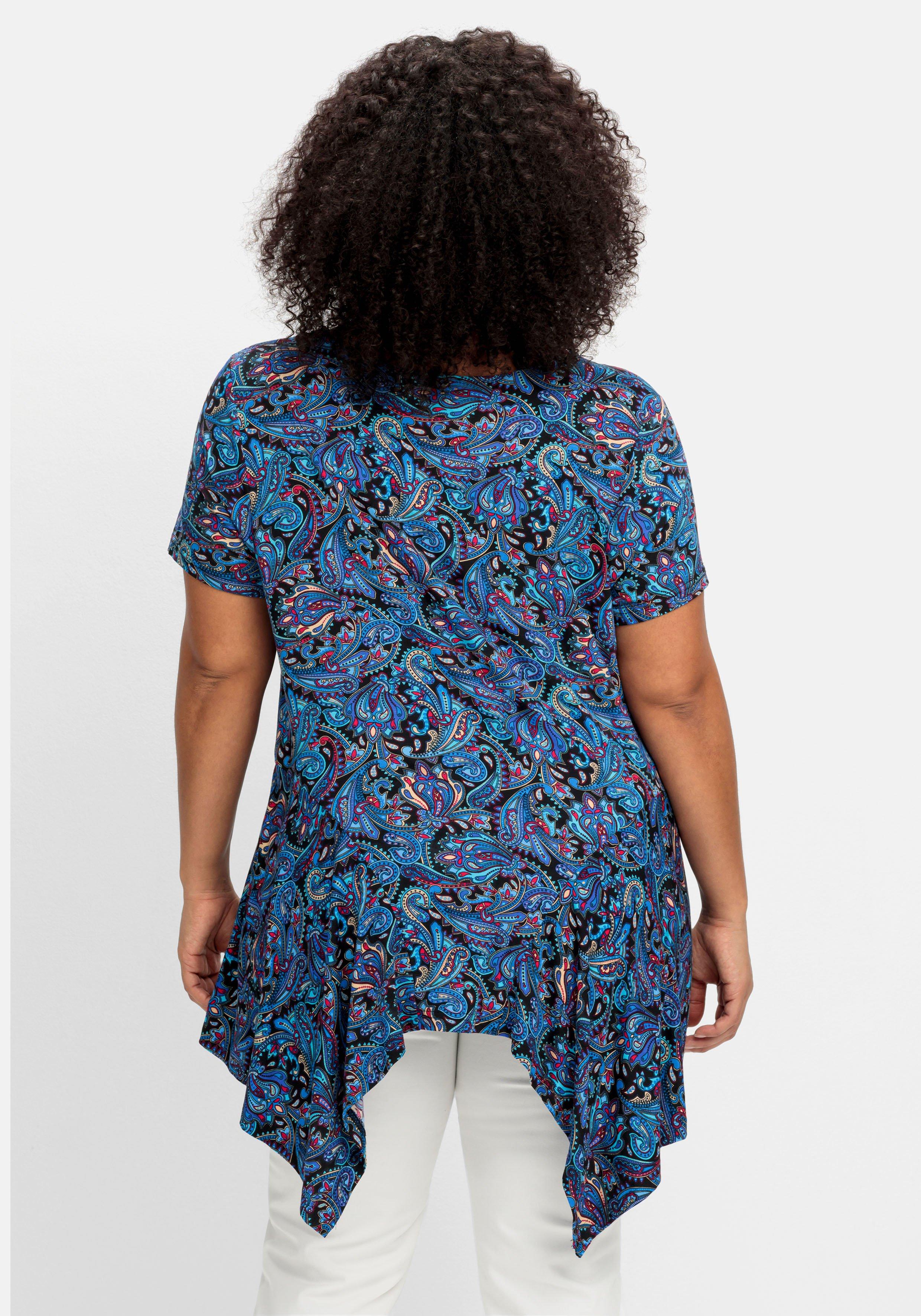Zipfelshirt in Longform, mit Paisleydruck