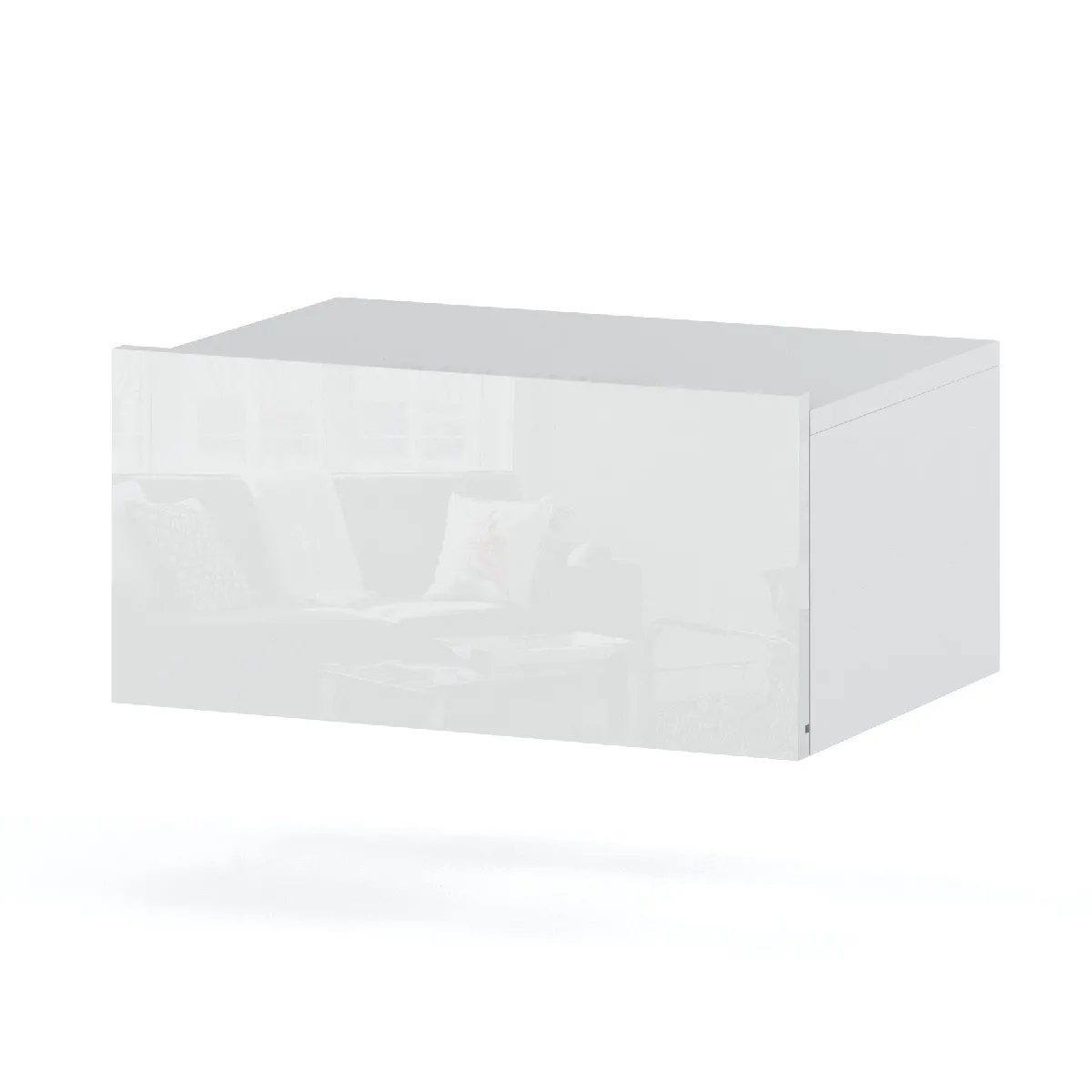 Table de chevet suspendue - Blanc Brillant - 1 tiroir
