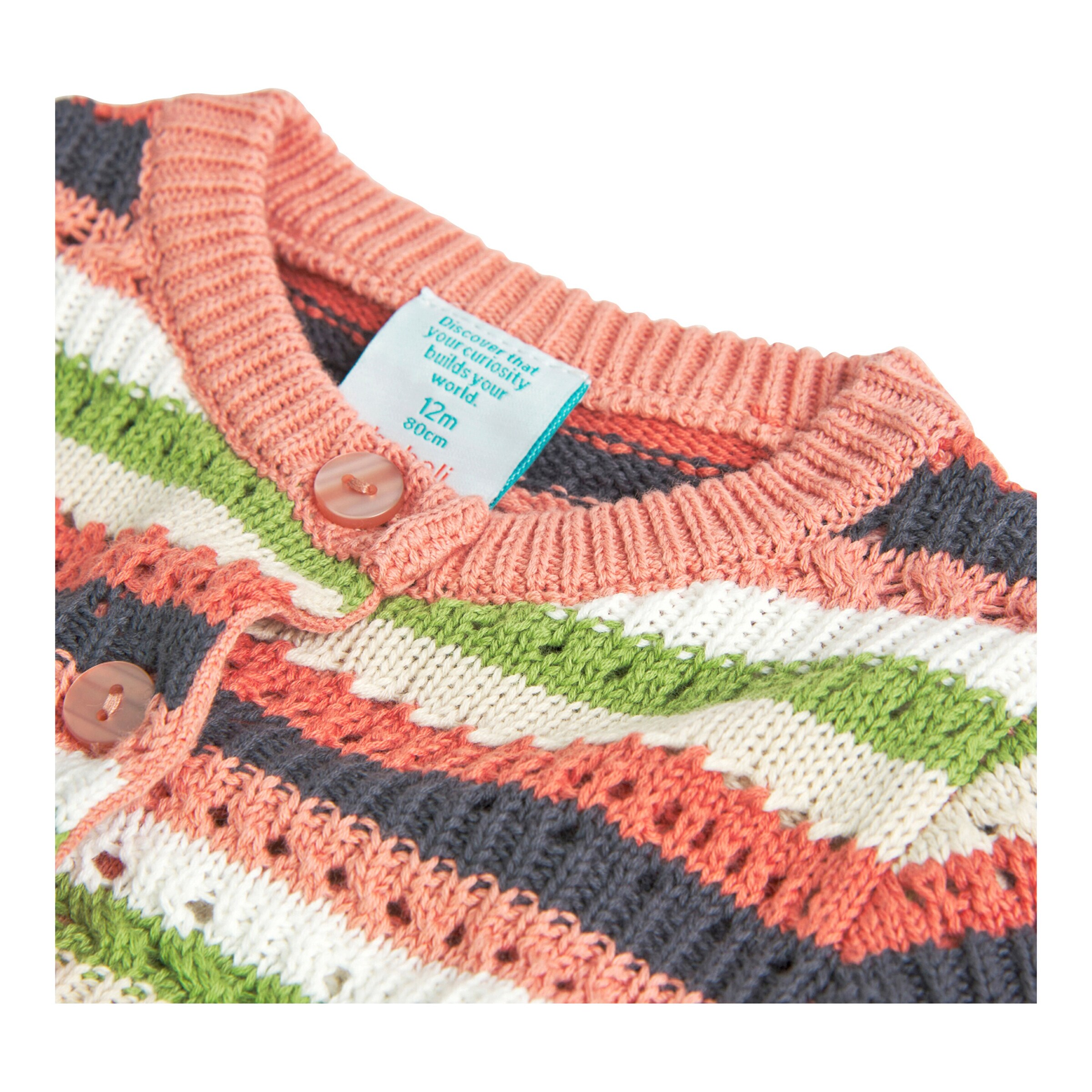 BOBOLI Ajour-Strickjacke Streifen bunt