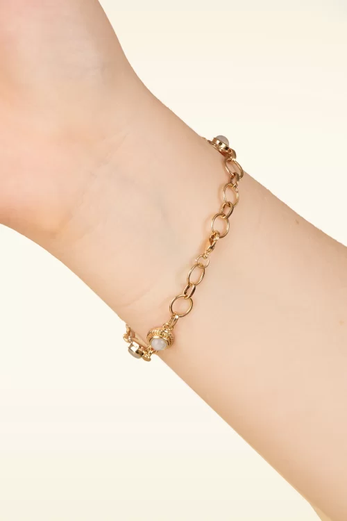 Very Cherry Antique armbandje in goud en maansteen wit