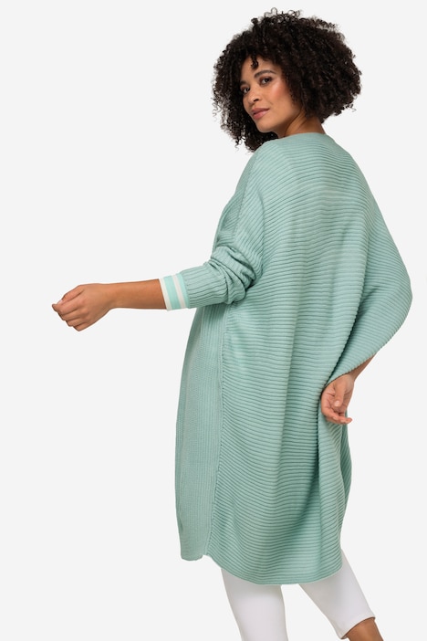 Strickjacke, oversized, offene Form, Feinstrick, V-Ausschnitt, Langarm