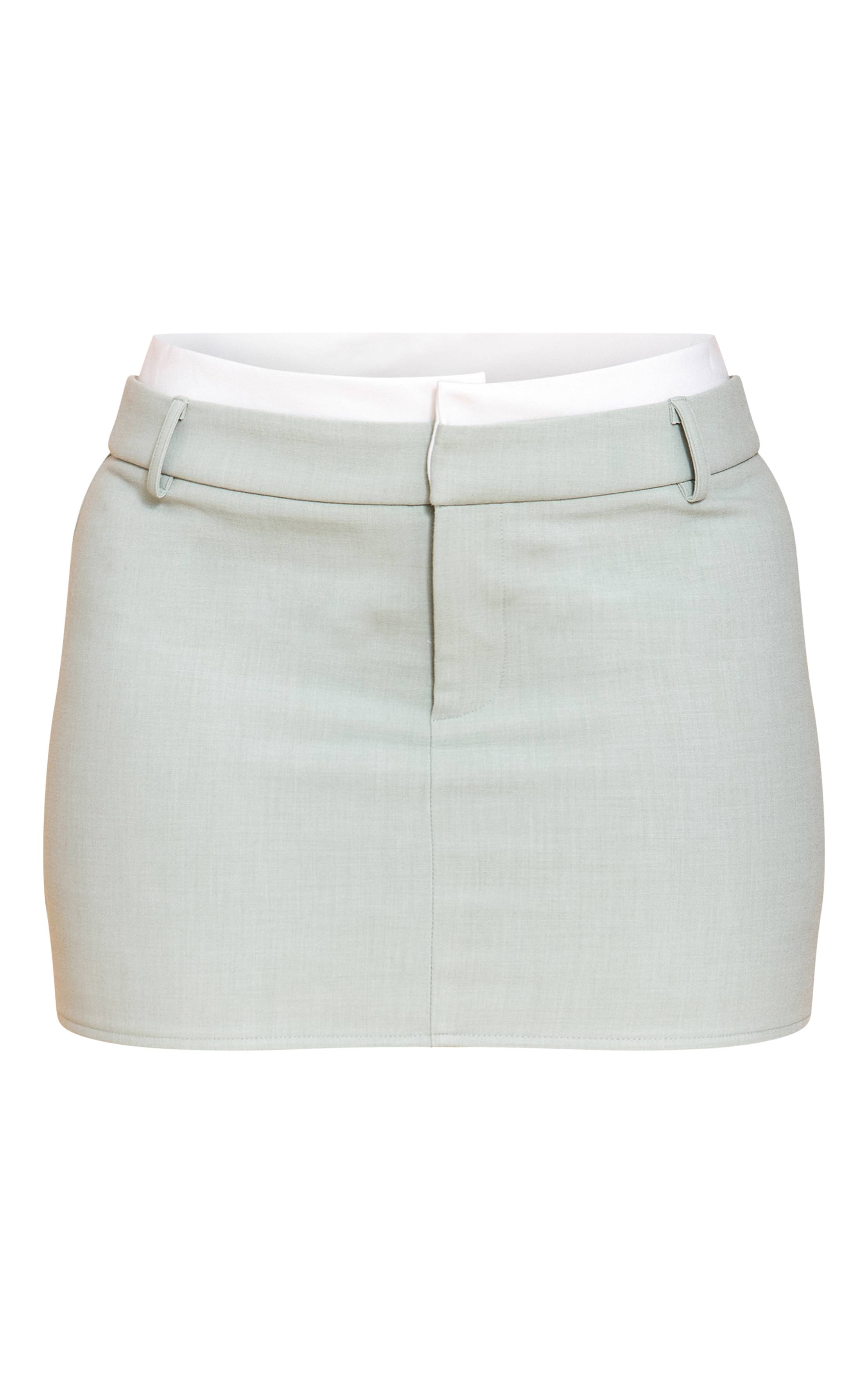 Vert Sauge Mini-jupe Tailleur Shape À Double Ceinture Coordonnée
