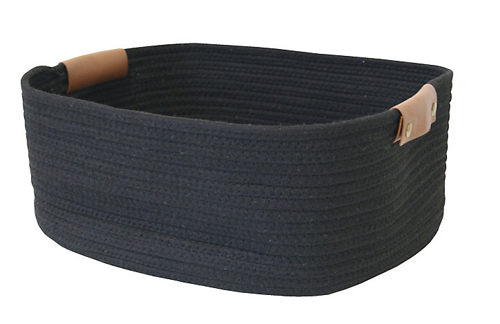 Panier rectangulaire en corde Lea noir