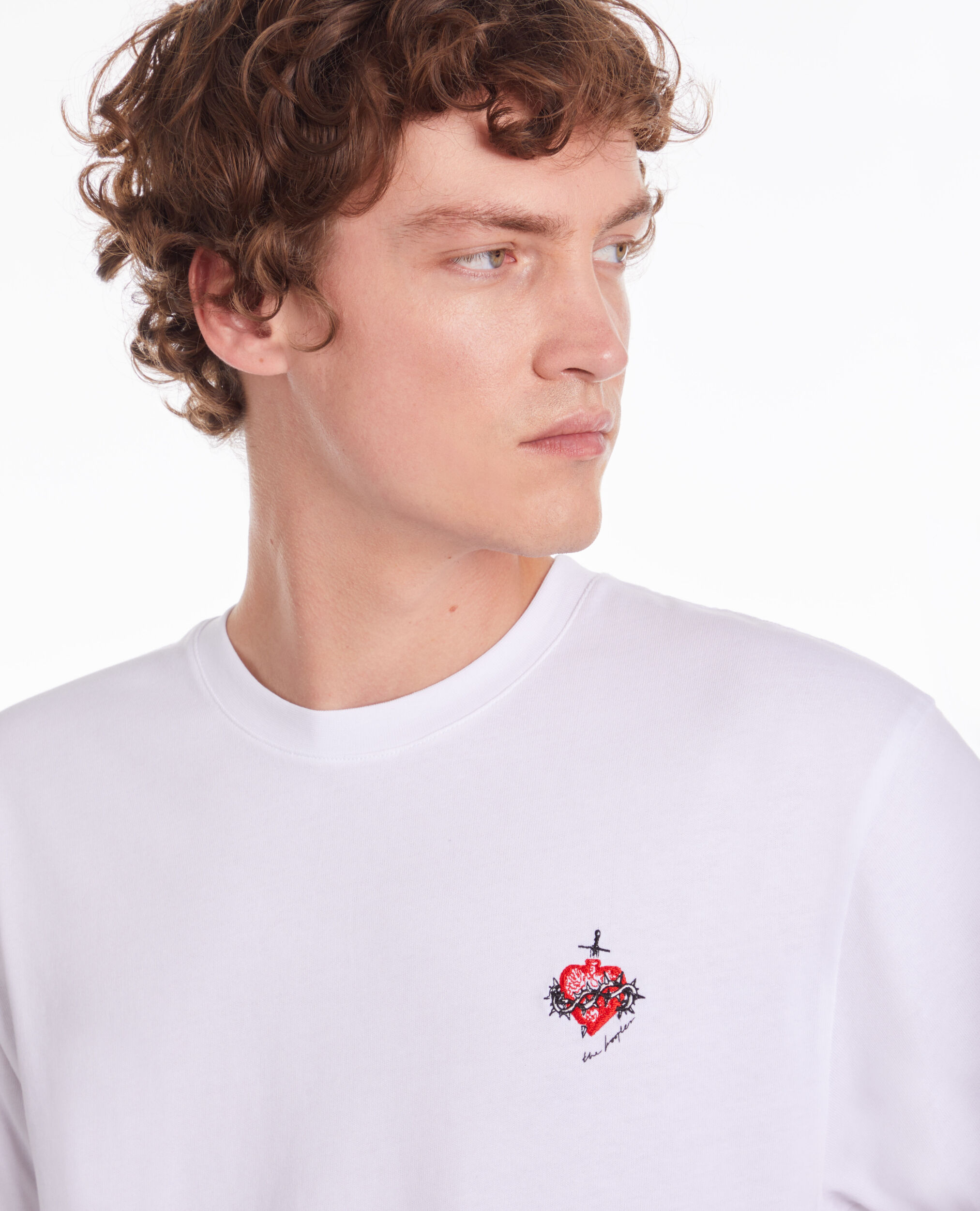 T-shirt blanc avec broderie Dagger through heart