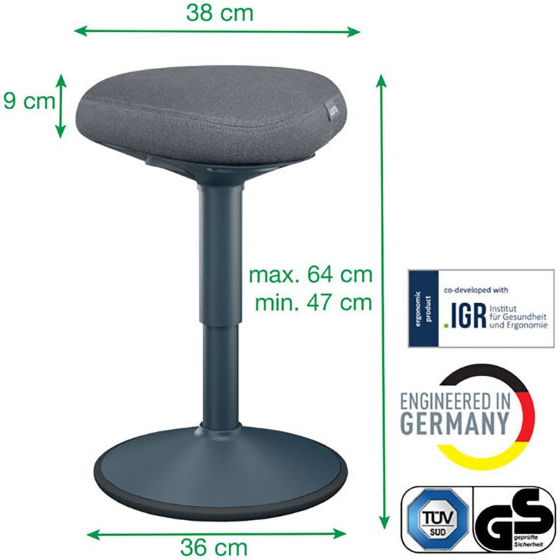 Tabouret ergonomique assis - gris - Leitz Ergo