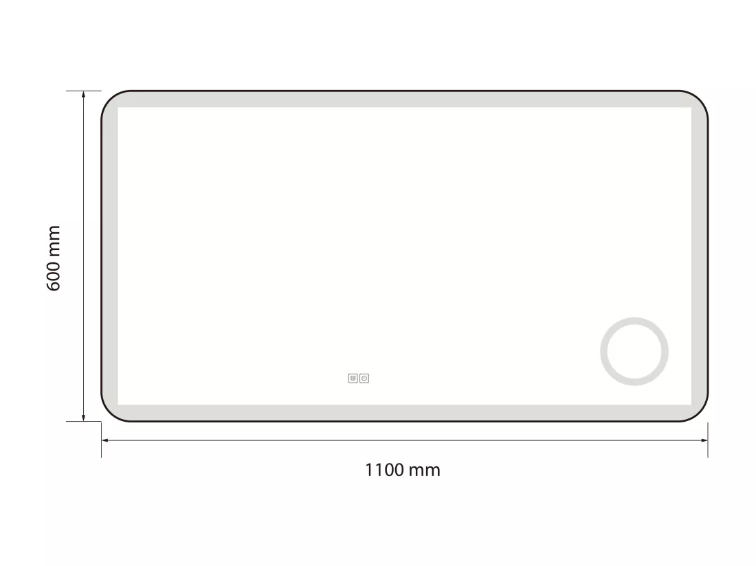 Miroir salle de bain LED 110x60cm anti buée avec cadre en aluminium doré et loupe x3 LB-4685G